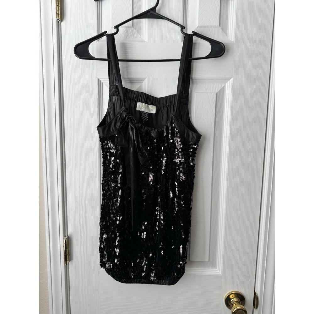 Lotus Women Tank Top S Sequin Glitter Sleeveless Black